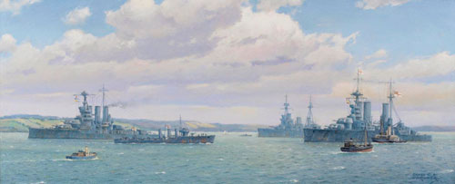 Artist: Derek Gardner Battle cruisers in the Forth