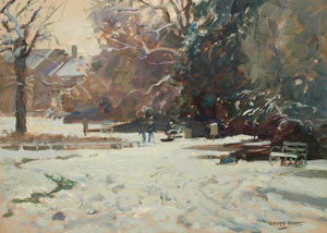 Artist: Geoff Hunt; Painting: Snow in South Park Gardens, SW19
