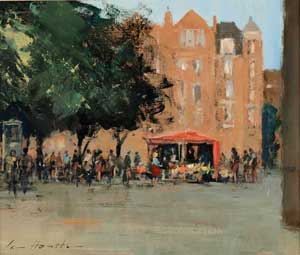 Artist: Ian Houston; Painting: Sloane Square, Sheltering from a shower