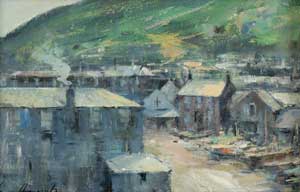 Artist: Ian Houston; Painting: The road to the harbour, Port Isaac