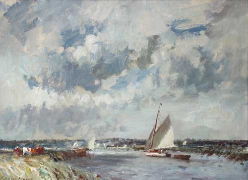 Artist: Edward Brian Seago RBA ARWS RWS  1910 - 1974; Painting: On the Thurne, Norfolk