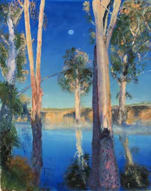 Artist: Stephen Jack; Painting: Gum Trees by the creek, Queensland